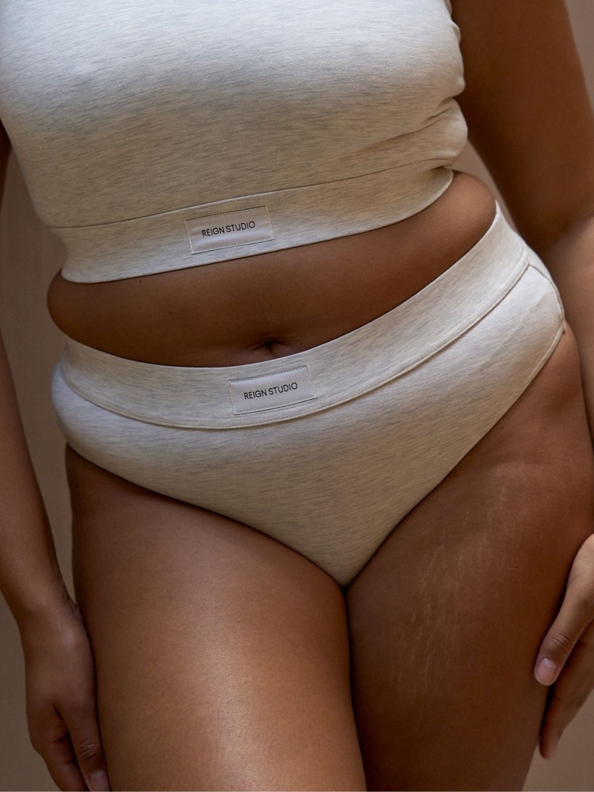 High-Waisted Knickers - Chai Foam (Grey Melange)