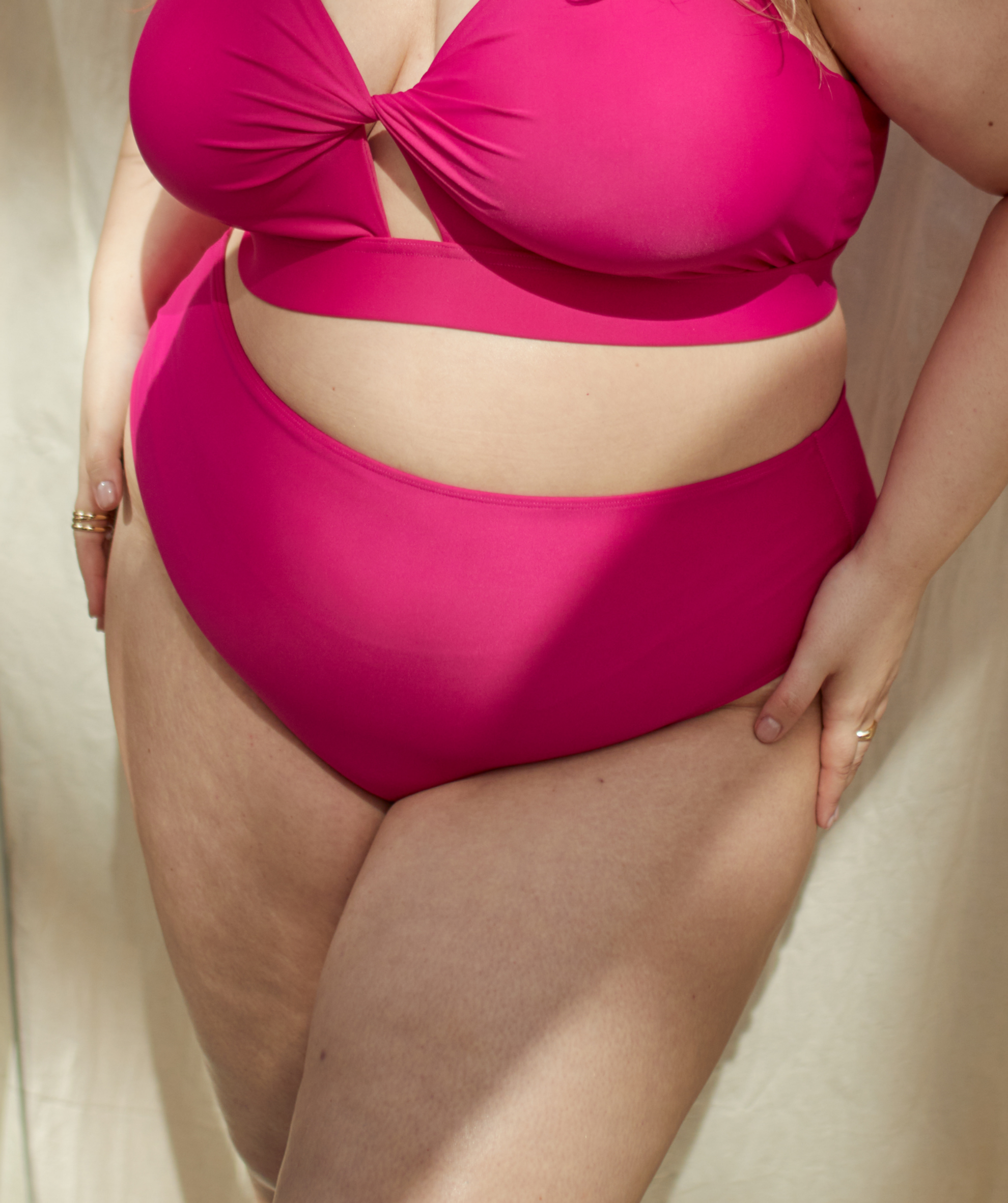 ROSA HIGH-WAISTED BIKINI BOTTOMS - FUCHSIA PINK