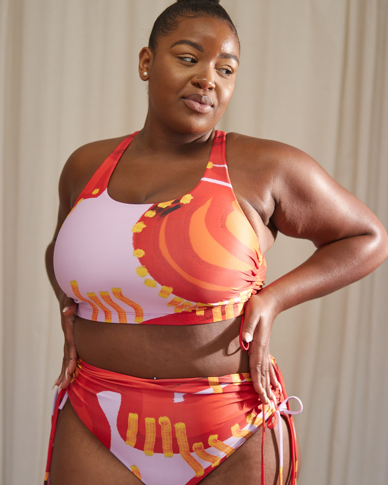 AVA RUCHED FULLER BUST BIKINI TOP - CARNIVAL PRINT