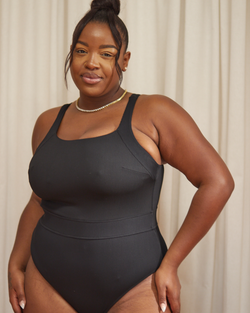 Jummai Ribbed Fuller Bust Swimsuit - Midnight Black