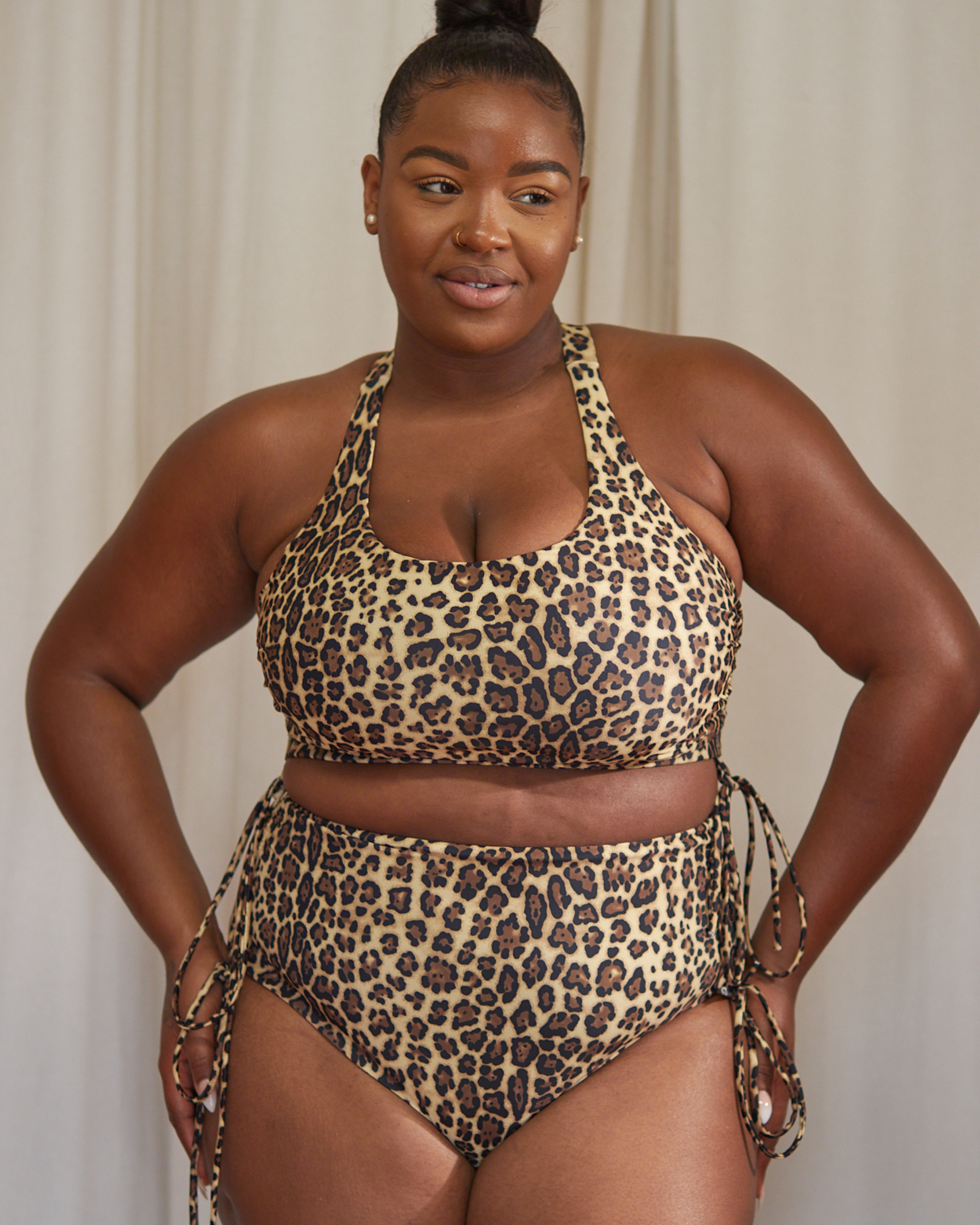 AVA RUCHED FULLER BUST BIKINI TOP - LEOPARD PRINT