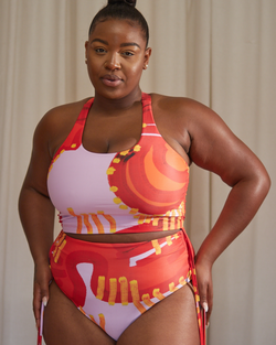 AVA RUCHED FULLER BUST BIKINI TOP - CARNIVAL PRINT