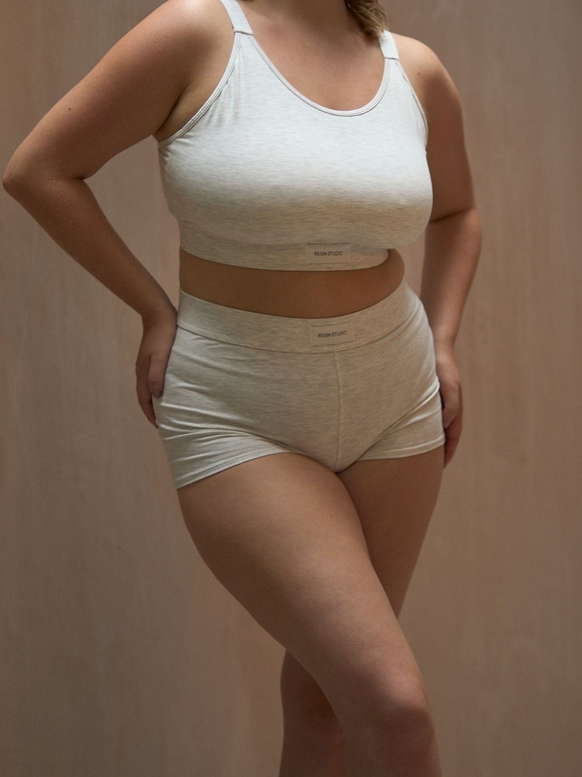 CONNA HIGH-WAISTED BOXER BRIEF - CHAI FOAM (GREY MELANGE)