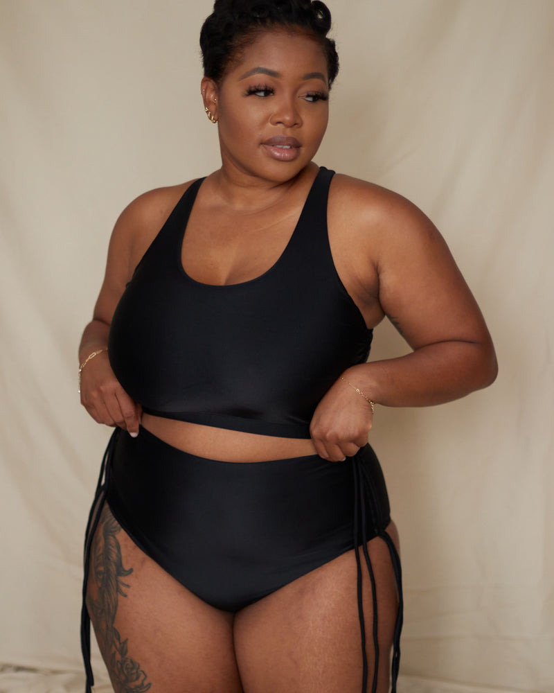 AVA RUCHED FULLER BUST BIKINI TOP - MIDNIGHT (BLACK)