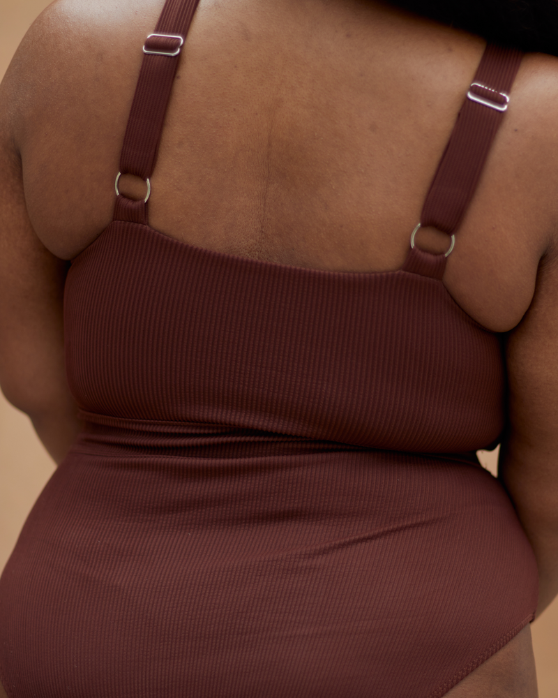 JUMMAI RIBBED FULLER BUST SWIMSUIT - ESPRESSO