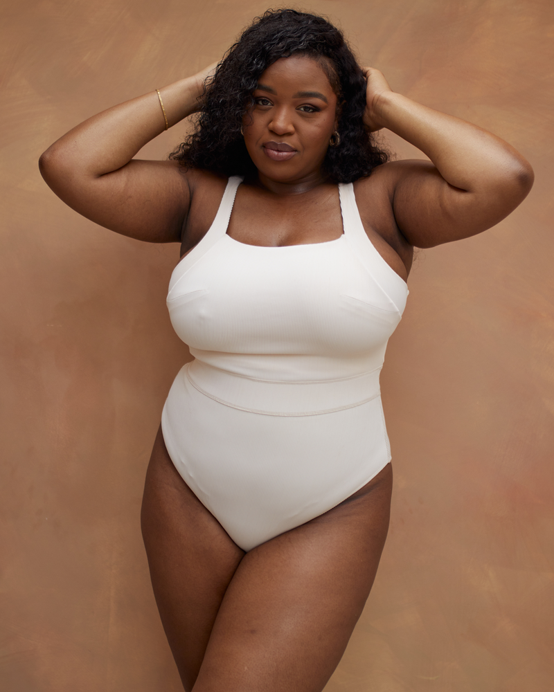 JUMMAI RIBBED FULLER BUST SWIMSUIT - OFF WHITE (ECRU)