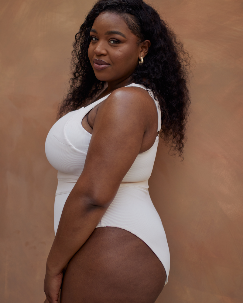 JUMMAI RIBBED FULLER BUST SWIMSUIT - OFF WHITE (ECRU)