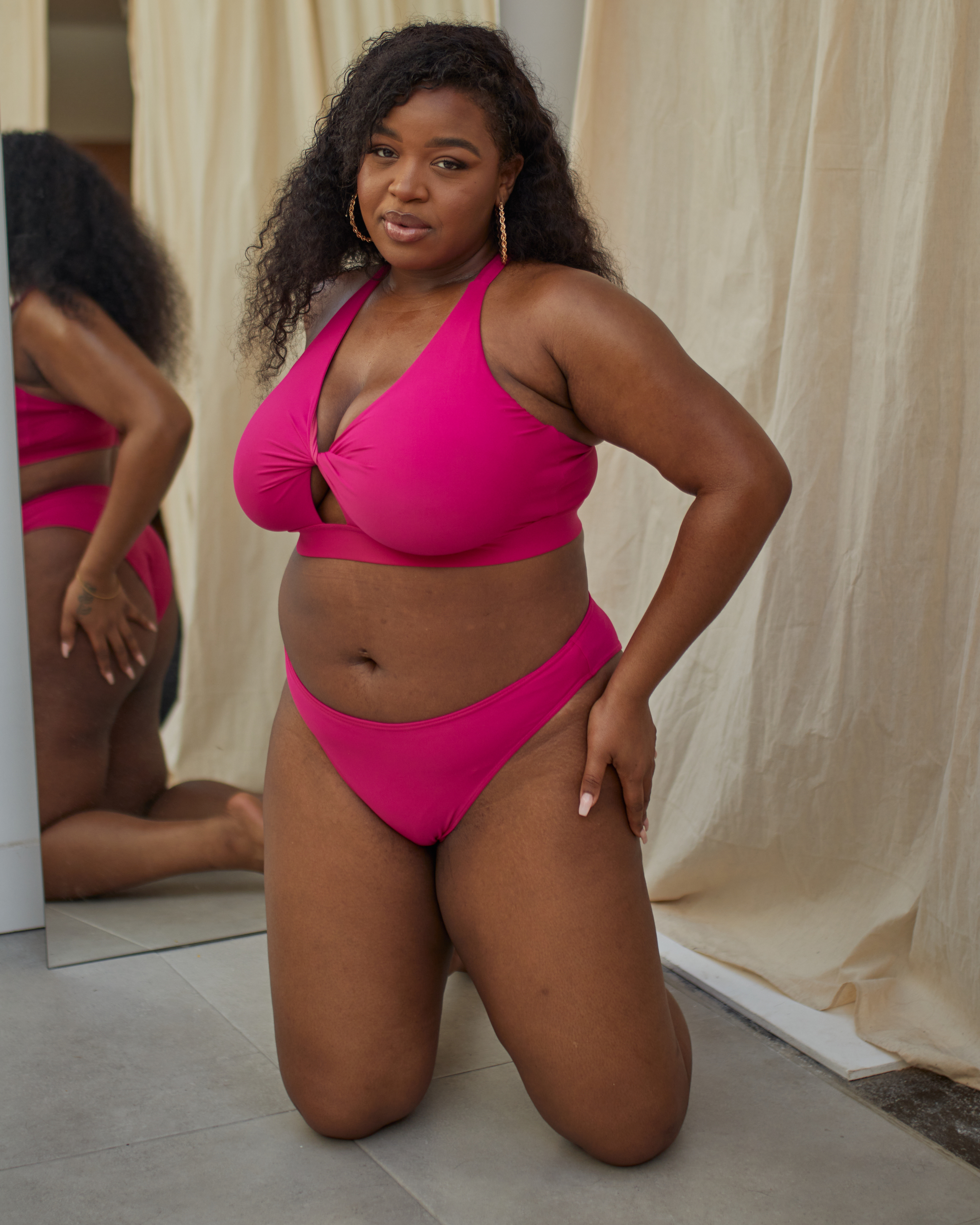 ROSA MID-RISE BIKINI BOTTOMS - FUCHSIA PINK