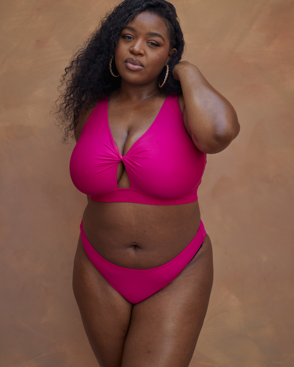 ROSA MID-RISE BIKINI BOTTOMS - FUCHSIA PINK
